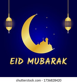 Fondo de diseño islámico de Eid Mubarak. Ilustración vectorial de plantilla de diseño creativo.