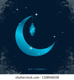 Eid Mubarak islamic design crescent moon with arabic calligraphy template design
