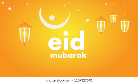 Eid Mubarak islamic design crescent moon with  template design
