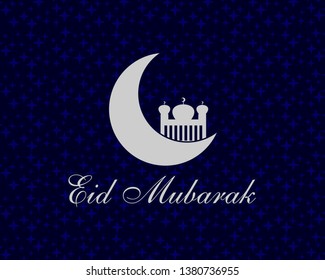 Eid Mubarak islamic design crescent moon and mosque