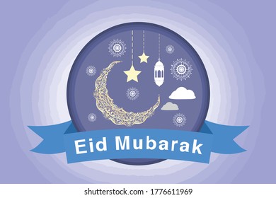 Eid Mubarak islamic Design Halbmond