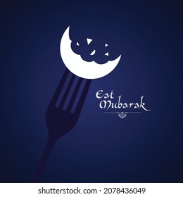 Eid Mubarak islamic design crescent moon and creative concept