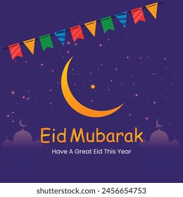 Eid Mubarak Diseño islámico Luna creciente 