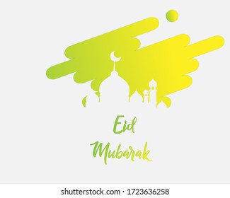 Eid mubarak islamic design greeting card vector for background and banner. Simple eid mubarak design illustration on white background