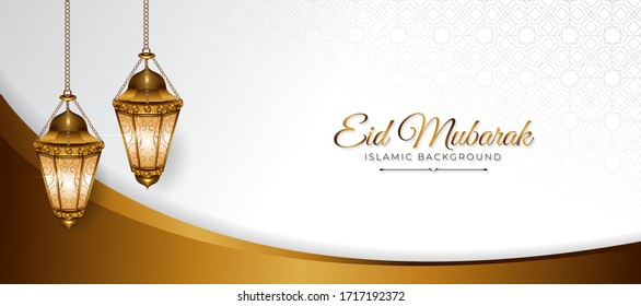 Eid Mubarak islamic design with Moon, light islamic and calligraphy