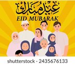 Eid mubarak islamic design  with oranage background 