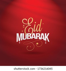 Eid Mubarak islamic design and typography, lettering, ramadan red background