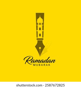 Eid Mubarak Islamic education new moon school graduate background template vector Illustration. Ramadan Mubarak Social Media Post With Pencil | Graduate Cap Eid Education Eid Ramadan Post