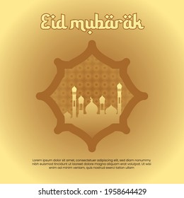 Eid Mubarak Islamic festival beautiful background vector, Islamic celebration days are often associated with the moon, lanterns and mosques