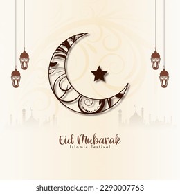 Eid Mubarak Islamic festival beautiful greeting background design vector