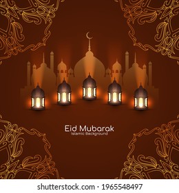 Eid mubarak islamic festival decorative religious background vector