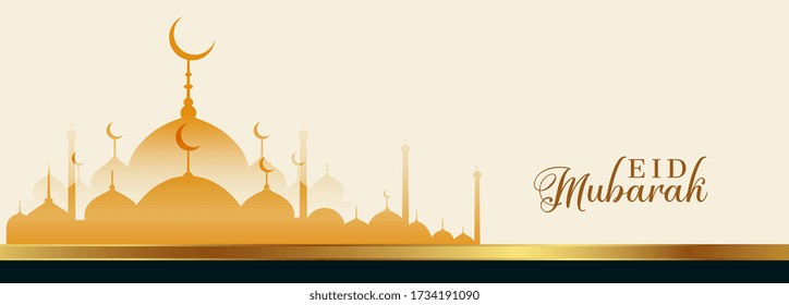 eid mubarak islamic festival golden banner design