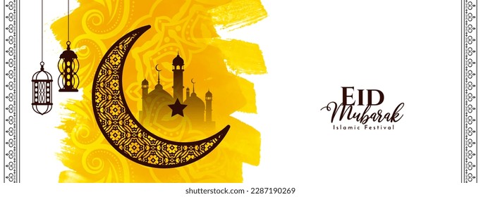 Eid Mubarak islamic festival greeting banner design vector