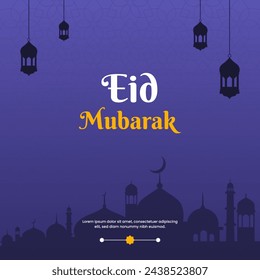 Eid mubarak islamic festival social media post design  template.