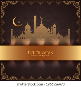 Eid mubarak islamic festival stylish frame religious background vector