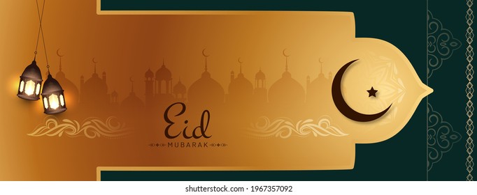 Eid mubarak islamic festival traditional banner design vector