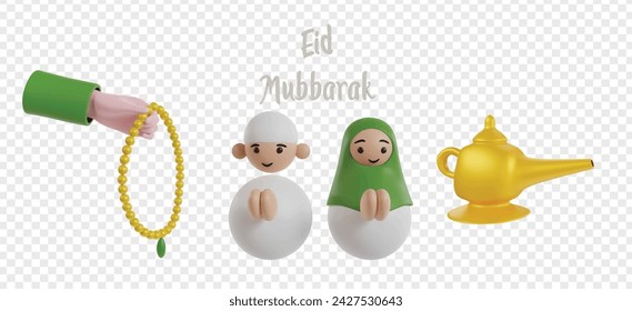 Eid mubarak, Islamic festives 3d icon render clipart for UI UX Website Banner
