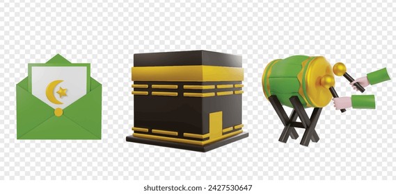 Eid mubarak, Islamic festives 3d icon render clipart for UI UX Website Banner