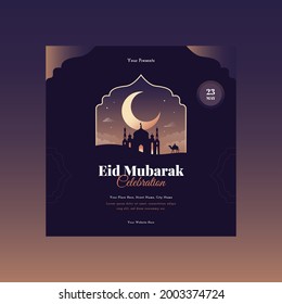 Eid Mubarak Islamic graphic design template vector 