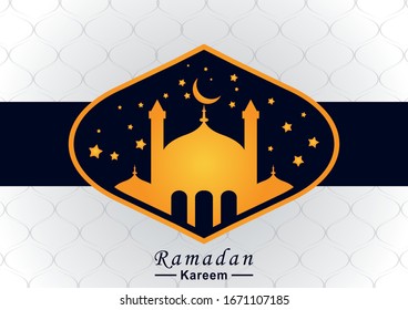 Ilustración de la tarjeta de felicitación Ramadán Kareem, vector deseoso de un festival islámico para carteles, afiches, antecedentes, volante, folleto y antecedentes de venta