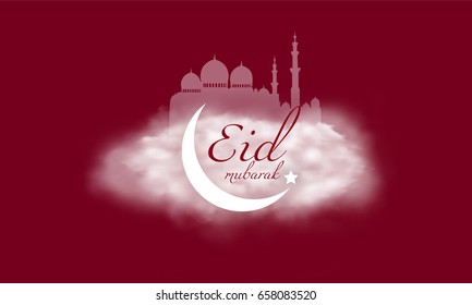 Eid Mubarak islamic greeting banner design background - Translation of text : Eid Mubarak - Blessed festival