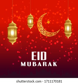 Eid Mubarak, Eid Mubarak Islamic greeting card Colorful background vector illustration, Eid Mubarak Illustration for greeting card, poster and banner. Wishing Eid Mubarak Invitation card, Wishing card