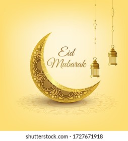 Eid mubarak islamic greeting card , poster,  banner design, vector illustration
