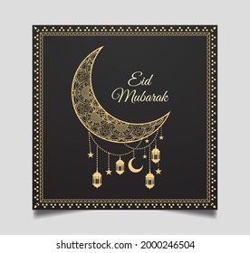 Eid mubarak islamic greeting card , poster,  banner design, vector illustration
