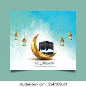 Tarjeta de saludo islámico Eid mubarak , afiche, diseño de pancartas, ilustración vectorial