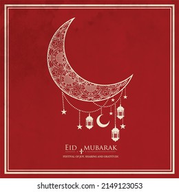 Eid mubarak islamic greeting card, flat art , poster,  banner design, vector illustration