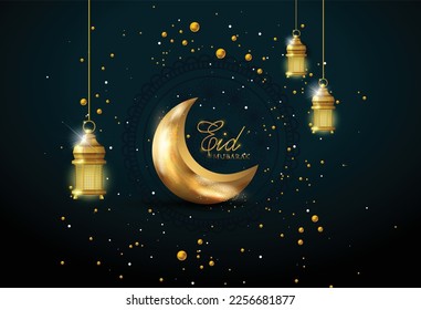 Eid mubarak islamic greeting card , poster,  banner design, illustration