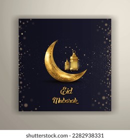 Eid mubarak islamic greeting card , poster,  banner design, vector illustration