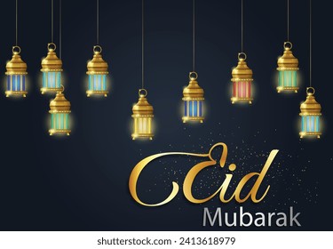 Tarjeta de saludo islámico Eid mubarak , afiche, diseño de pancartas, ilustración vectorial