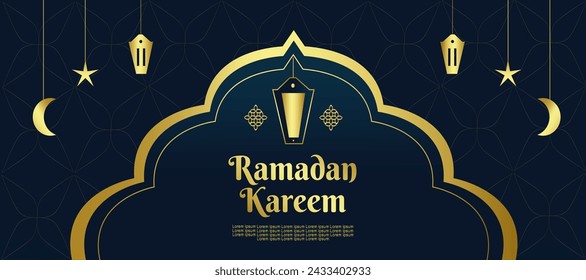 Eid mubarak islamic greeting card. Ramadan kareem mosque background. Vector illustration template design