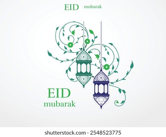 Eid Mubarak Islamic greeting card , poster, banner design, vector illustration