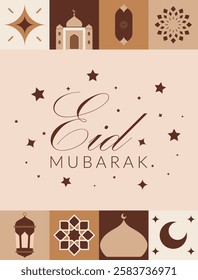 Eid Mubarak Islamic Greeting Card template. Vector illustration 