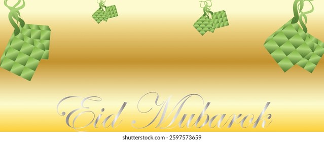 Eid Mubarak Islamic greeting card for Muslim Holiday. Eid al-Adha festival celebration. vector