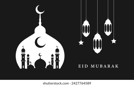 Eid Mubarak islamic greeting design template. Vector illustration