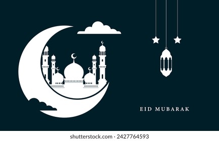 Eid Mubarak islamic greeting design template. Vector illustration