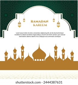 Eid mubarak saludos islámicos Ornamental Árabe Fondo de la Mezquita Islámica, Diseño de la tarjeta de felicitación para el Ramadán Kareem