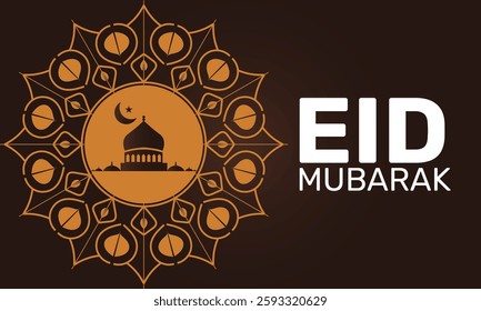 Eid mubarak islamic greetings background vector illustration with luxury design. standard color gradient eid mubarak background with star and moon. Islamic light design with white eid mubarak design