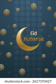 Eid Mubarak Islamic Holiday Greeting Background Illustration.