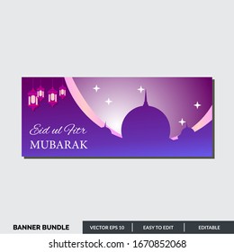 Eid Mubarak is an Islamic holiday throughout the world. This islamic banner can be used for social media, advertising, campaign and others.