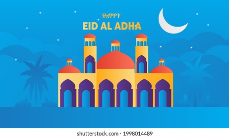 Eid Mubarak Islamic illustration background template