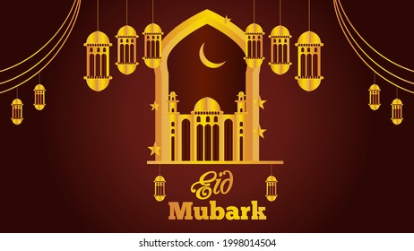 Eid Mubarak Islamic illustration background template