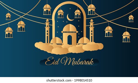 Eid Mubarak Islamic illustration background template