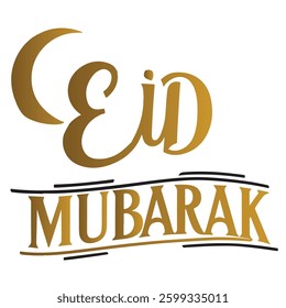Eid mubarak Islamic lettering typography 