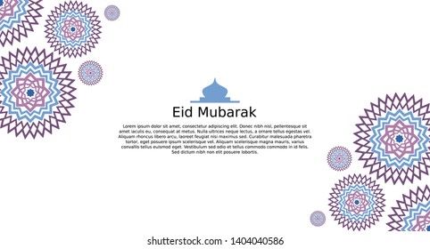 Eid mubarak with islamic ornament, greeting card for Eid al-Fitr, eid mubarak, islamic holiday, greeting card with mosque, white background