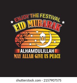 Eid mubarak islamic T-shirt design.
