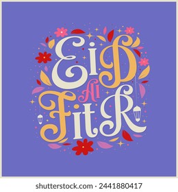 Eid Mubarak islamic typographiy design. Vector calligraphy isolated on white background eid al fitr mubarak for your design